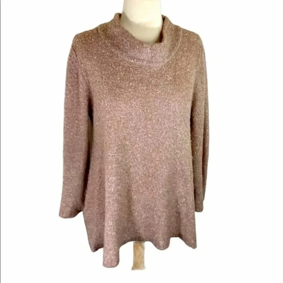 Umgee M blush fuzzy mock‎ neck oversized sweater - Picture 1 of 9